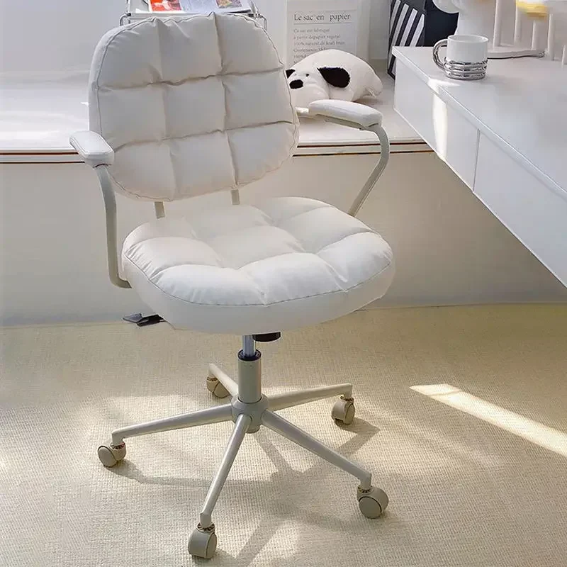 Nordic Modern Computer Chair Lift Rotation Manicure Chair with Comfortable Backrest Ideal for Bedroom Desks