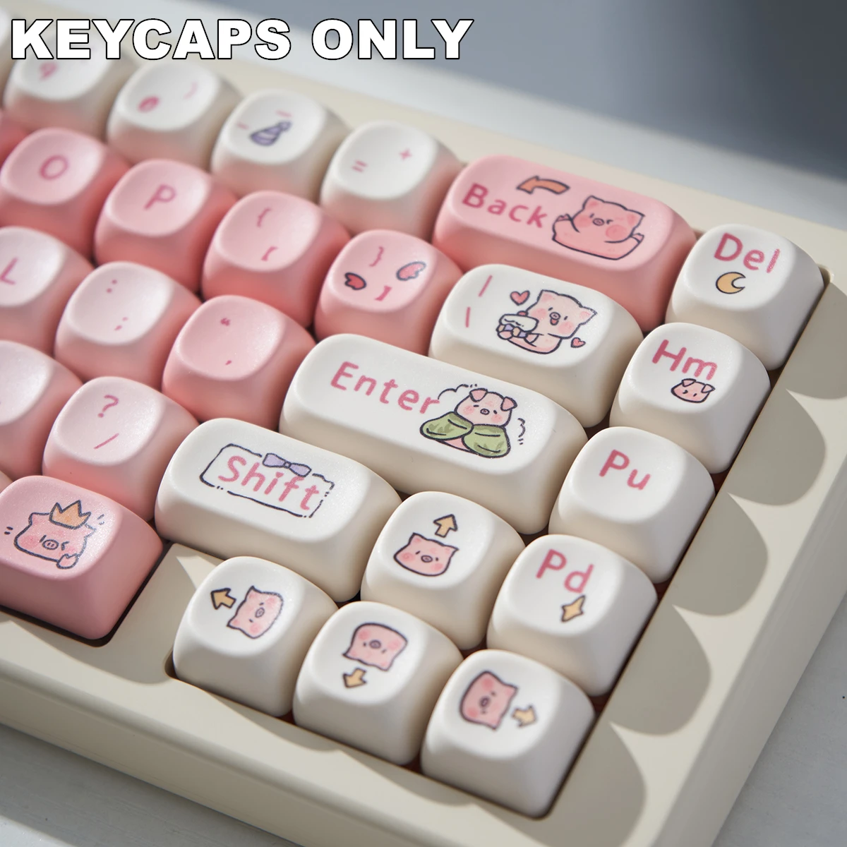 Imagem -06 - Bonito Piggy Pbt Keycaps Grupo Kit Teclado Mecânico mx Cherry Gateron Switch Perfil Moa Dye-sublimated 131 Chaves