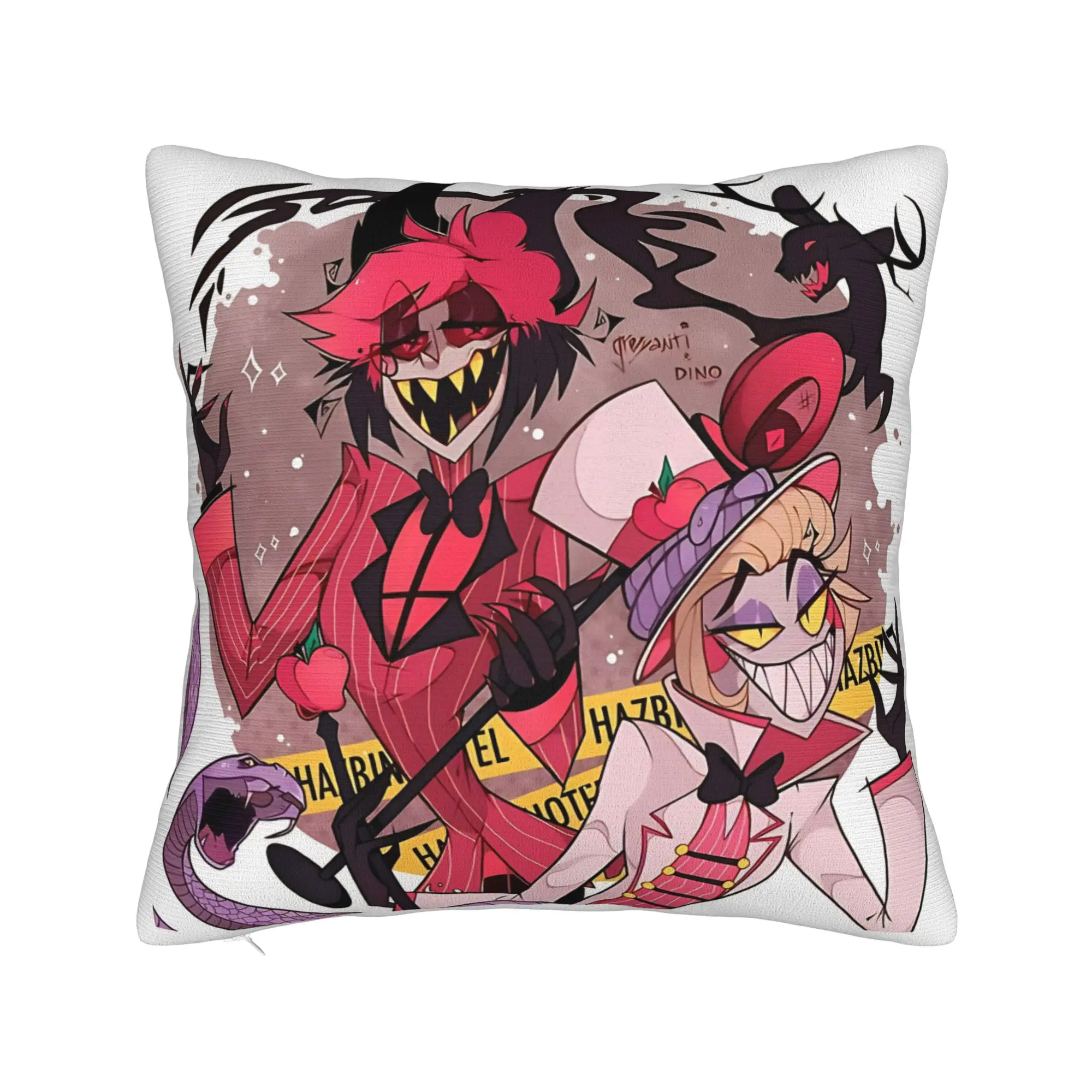 Pillow Cover H-Hazbin Hotel Abel Alastor and Lucifer  Kawaii Pillow Case For Office Car Home Decor Pillowcases