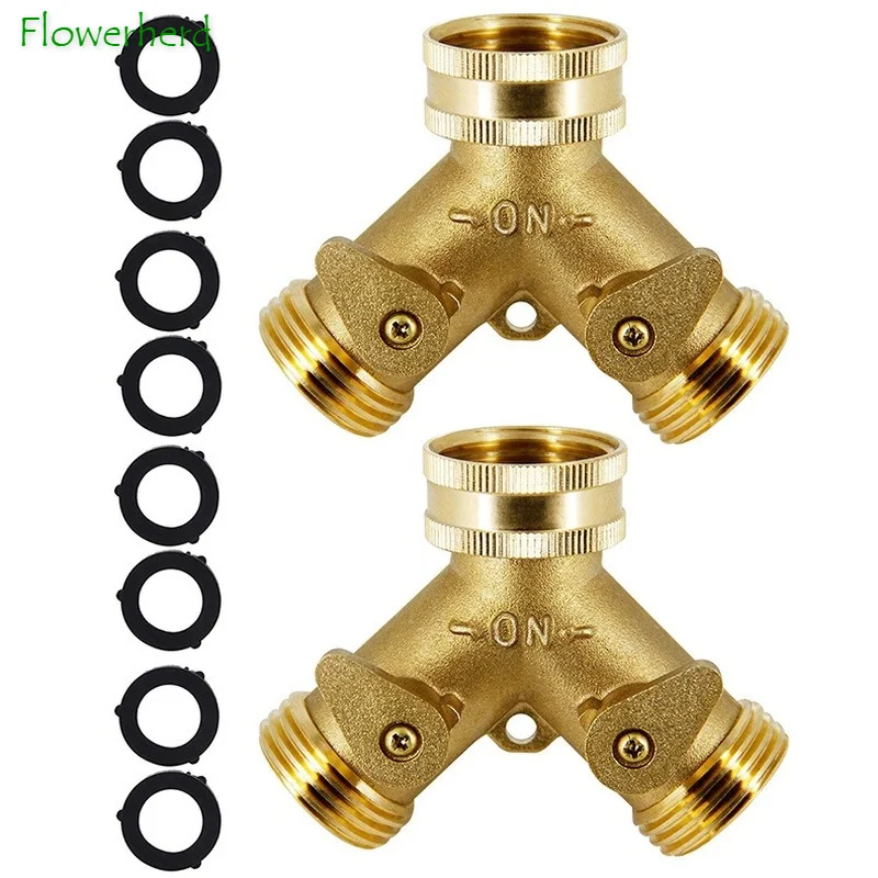 

3/4inch Brass Universal Faucet Adapter Garden Hose Adapter Garden Two-Way Ball Valve Water Pipe Shutoff Y Valve Quick Connector