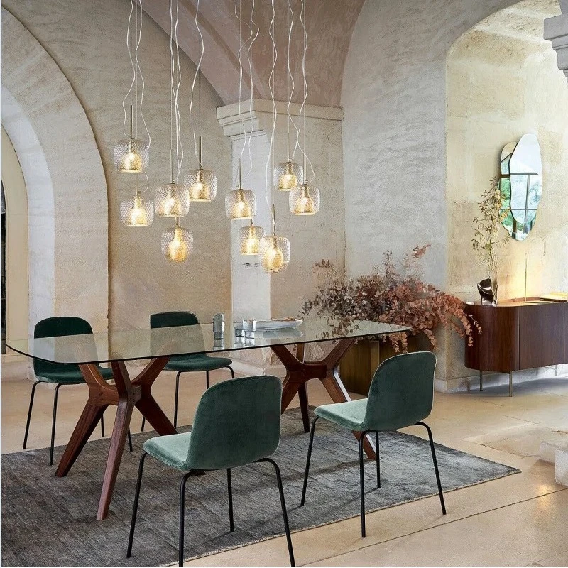 Creative retro black walnut tea table Italian personalized tempered glass dining table