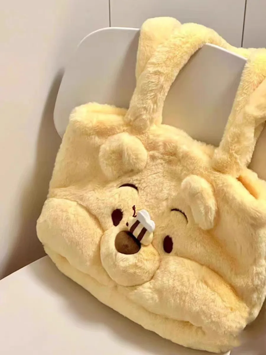 ديزني ويني ذا بوه حقيبة كتف أنيمي ألعاب من نسيج مخملي Kawaii ذات سعة كبيرة الكرتون الترفيه حقيبة يد طفل عيد الميلاد فتاة الهدايا #1