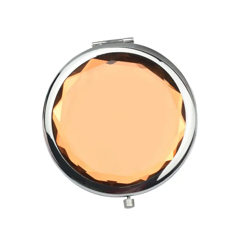 Makeup Mirror Round Mini Portable Women Double Sided Folding Faux Crystal Pocket Makeup Mirror