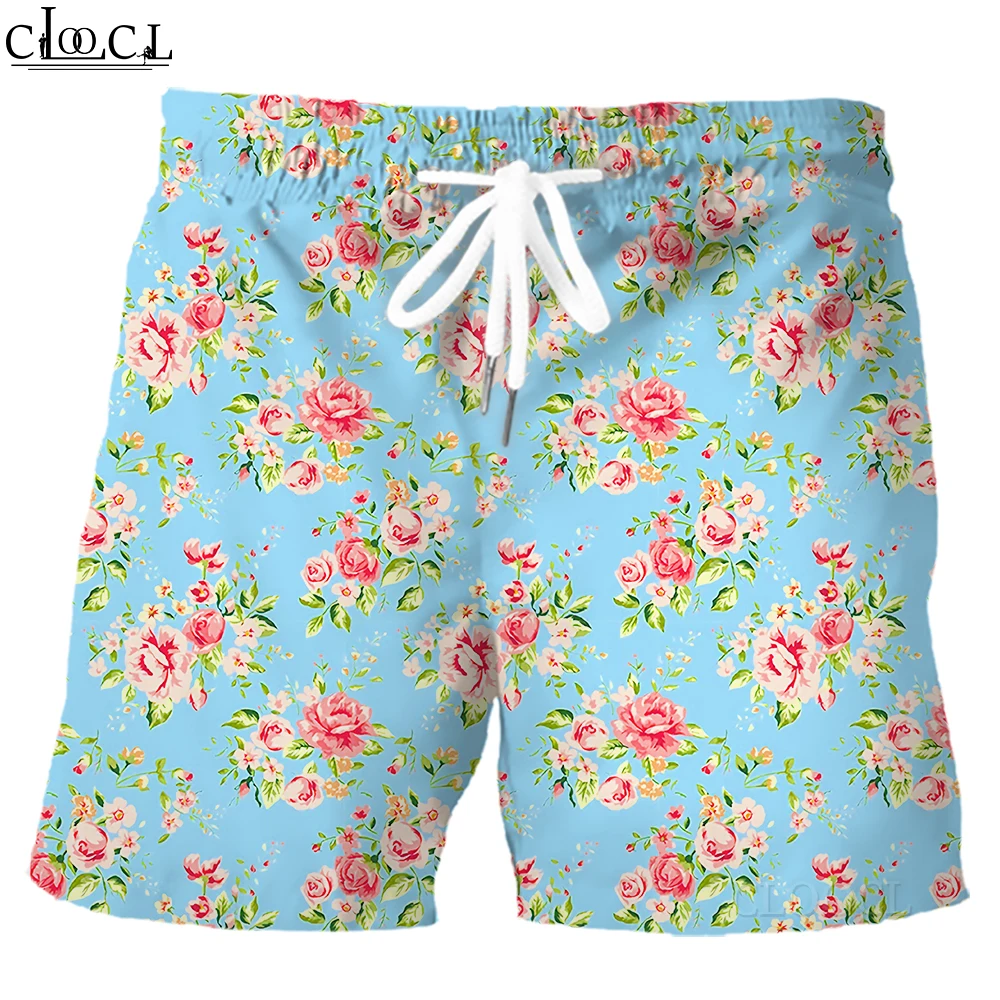 HX Hawaii Shorts Polynesian Little Floral Rose 3D Print Board Shorts Beach Pants Fashion Sportwear Men For Women Clothing