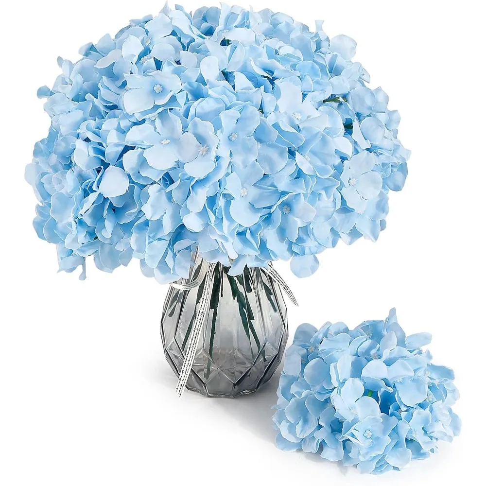 104 PCS Artificial Hydrangea Flowers, Silk Hydrangea Artificial Flowers Heads with Stems, Full Hydrangea Flowers