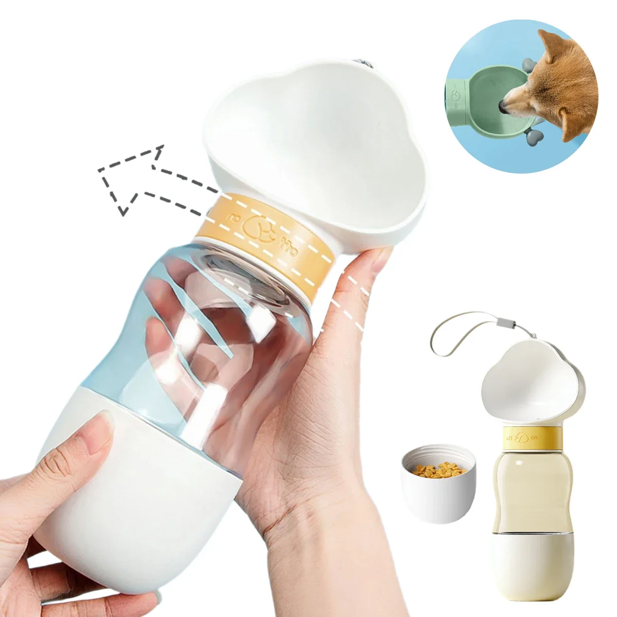 Portable Dog Water Bottle Pet Cloud Shape Outdoor Large-caliber Drinker Cup for Dog Food Bowl Separable Cleaning Cat Accessories