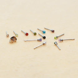 New Super Mini 2mm Round 12 Colors AAA Zircons Stones With 316l Stainless Steel Earring No Fade Allergy Free Quality Jewelry