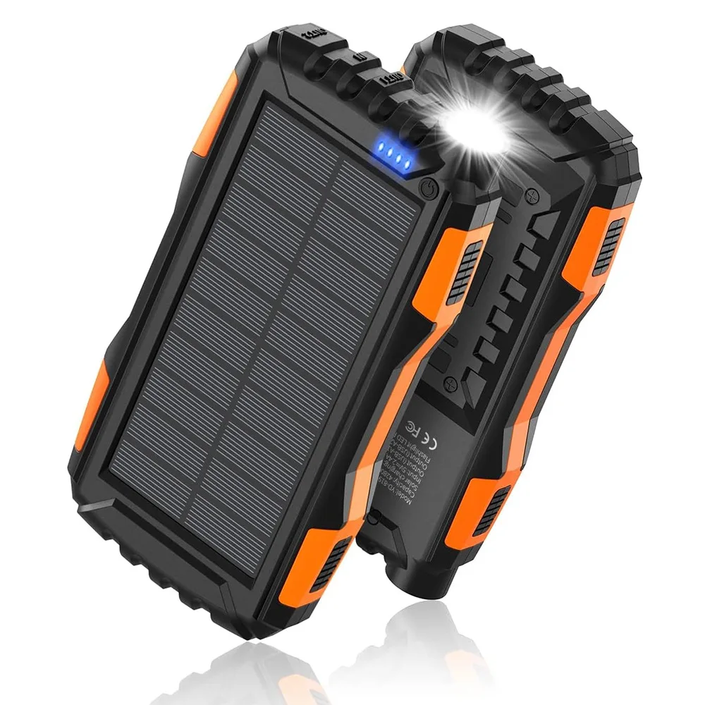

Solar Power Bank 42800mAh Waterproof Portable Solar Charger Powerbank External BatteryMobile Power Bank with LED Camping Light