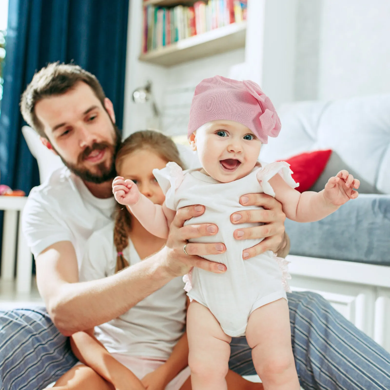 

4Pcs Baby Warm Hats Cotton Bow Caps Lightweight Newborn Infant Headwear Fashionable Gift for Boys Girls Newborn Hats