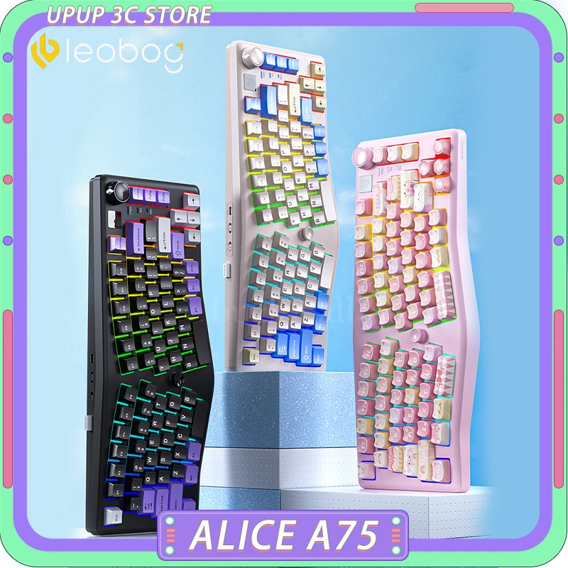 

New LEOBOG ALICE A75 Mechanical Keyboard Three mode Wireless RGB Customized Multifunctional Knob Ergonomics PC Gaming Keyboard