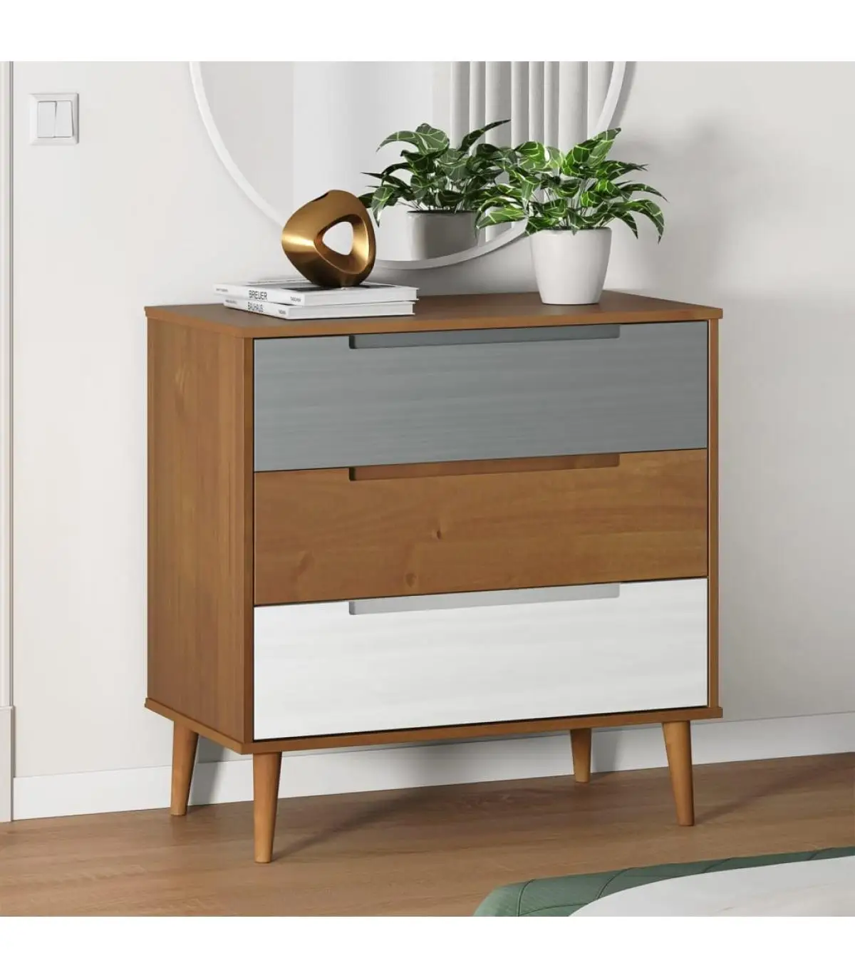 Comfortable drawers solid pine wood 80x40x80 cm