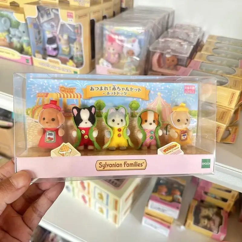 Nuove famiglie Sylvanian Anime Figure Hot Dog Set Barboncino Bulldog Husky Stazione Kawaii Ternurines Famiglia Ragazza Regalo giocattolo di Natale