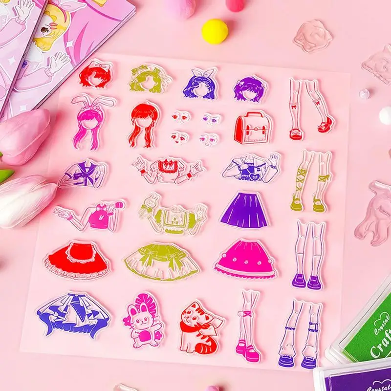 

Stamp Dress Up Book Collecting Book Dress Up Stamp Toy Colorful Girls Costumes Game Travel Play Set Toy For Creative Fun