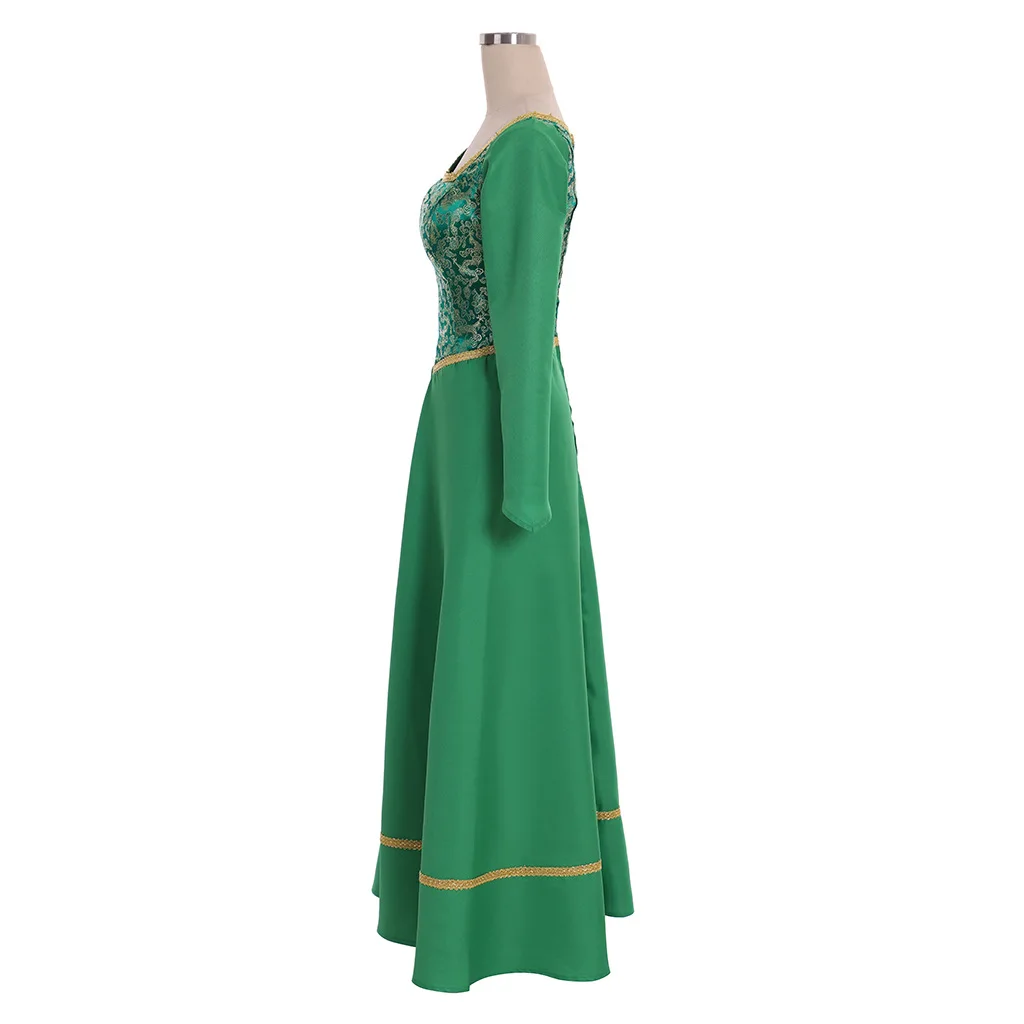Shrek Cosplay Costumes Princess Fiona Printing Dress Women Sexy Clothes Neck Long Sleeve Dress Halloween Carnival Party Suit view 4