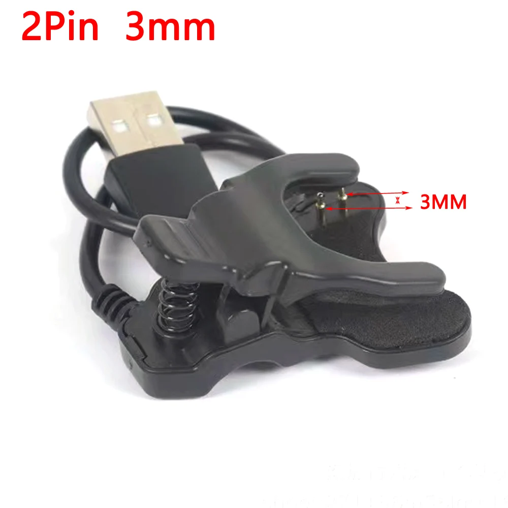 1PCS Smart Watch Charger Universal USB Charging Cable 2 Pin 4Pin 3/4/8mm Clip Smart Bracelet Charger Wire 2/4 Pins for TW64 TW68