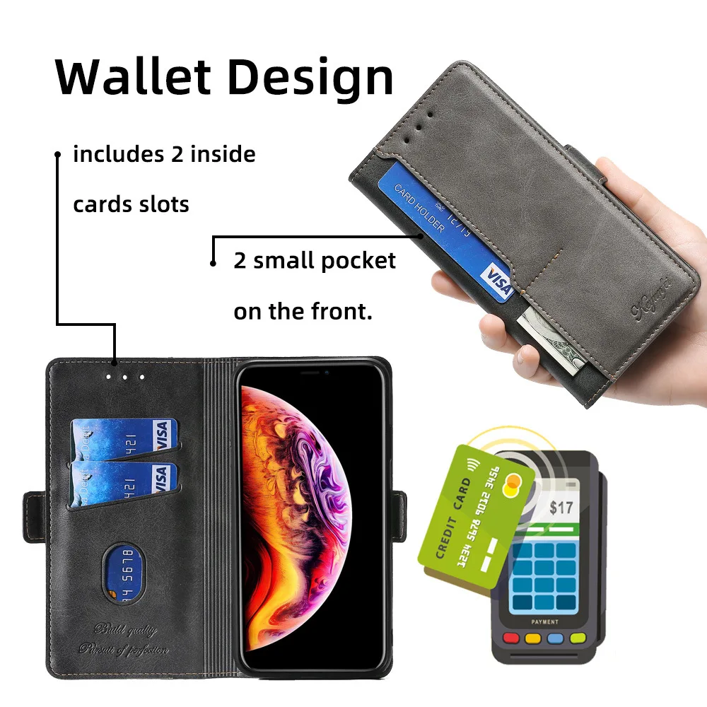 Brieftaschen-Handyhülle aus PU-Leder für VIVO IQOO 12 9 8 7 Neo 9 Pro Z9 Z9x Z8 Z7 Z7x Z6 Z5 Z3 Flip Cover Kartenhalter Schutzhülle – Detail 6