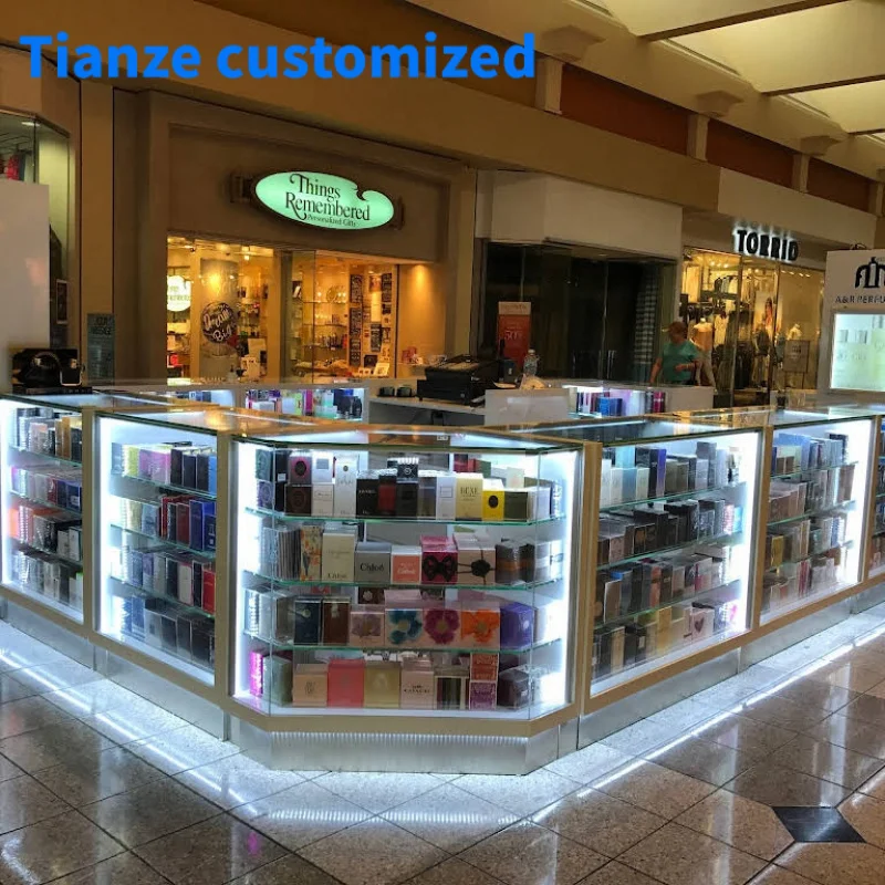 (Customized) professional shop display cabinet perfume jewelry shop showcase led glass retail counter