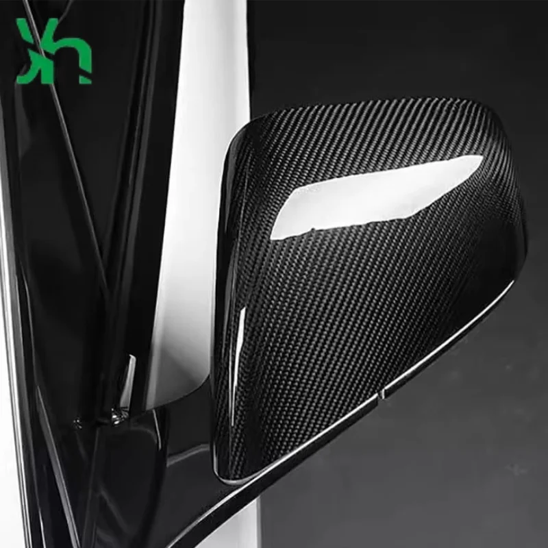 غطاء مرآة جانبية غطاء مرآة الرؤية الخلفية من ألياف الكربون الحقيقية مناسب لطراز تسلا S-2021-2023 ملحقات غطاء مرآة خارجي