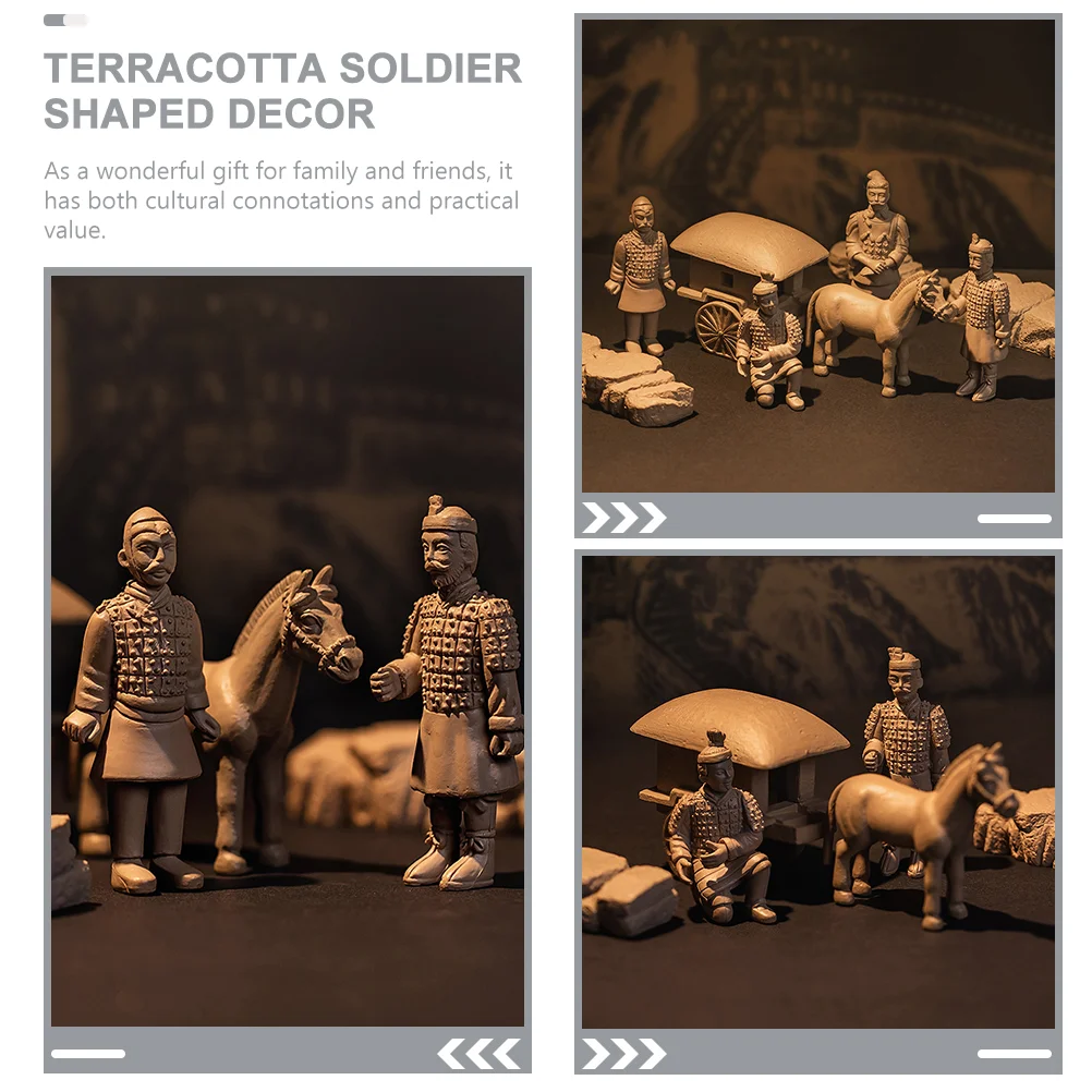 to Dig Terracotta Warriors and Horses Small Ornaments Travel Statue Vintage Decor Pvc Soldier Figurine Retro Shaped