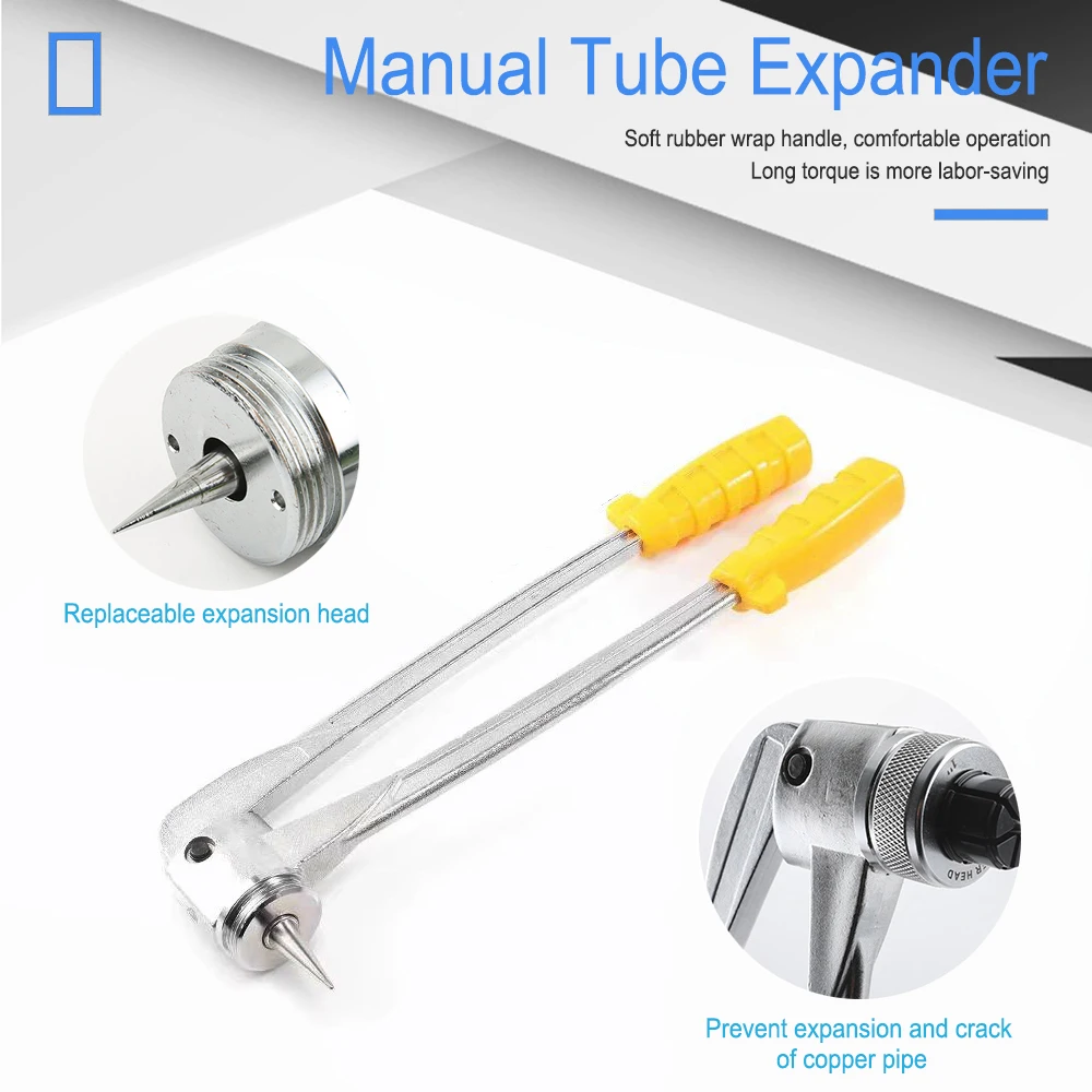 Manual Copper Tube Expander Tool Kit Refrigeration Air Conditioner Tubing Flaring Swaging Set with Pipe Cutter Deburring Reamer