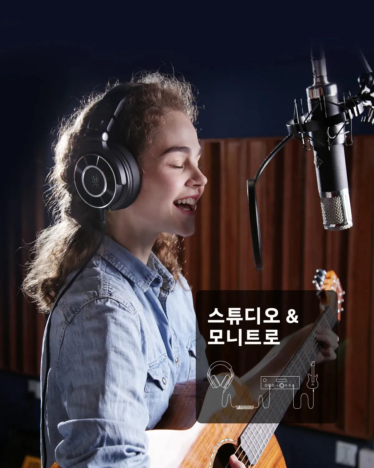 원오디오 모니터 60 유선 하이파이 헤드폰 전문 스튜디오 DJ 헤드폰 스테레오 오버이어 헤드셋 하이레스 오디오 마이크 포함