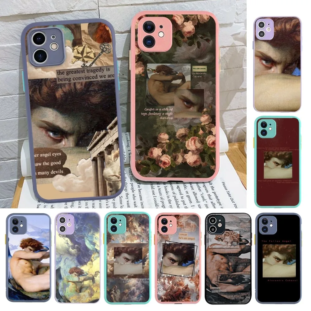 Fallen Angel Alexandre Cabanel Phone Case for iPhone 14 11 12 13 Mini Pro Max 8 7 Plus X XR XS MAX Translucent Matte Cover