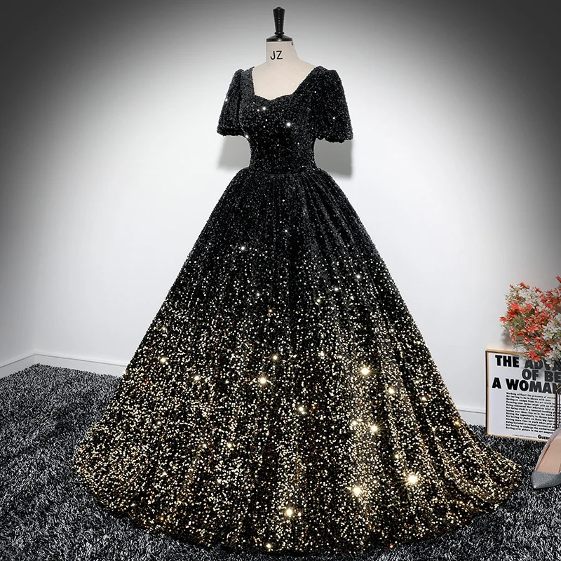 Ladies' Evening Dress Vocal Art Exam, Voice of America Solo, Adult Ceremony Annual Meeting, Piano Performance Host, Puffy Skirt