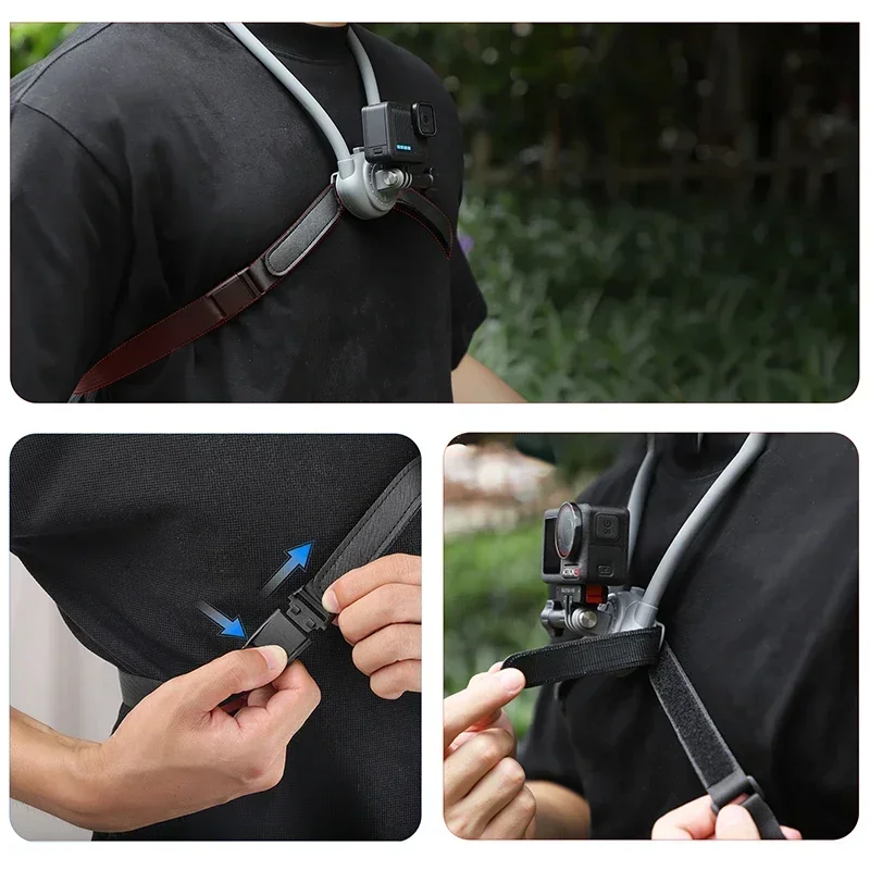 Быстросъемный адаптер для экшн-камеры с креплением на шею, нагрудный ремень, съемка первого человека для DJI OSMO Action5 Pro GoPro13, аксессуары
