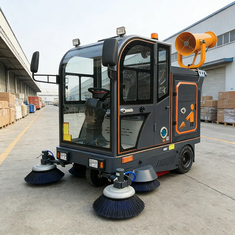 Industrial Ride On Sweeper with High Density Brushes for Rough Terrain Cleaning