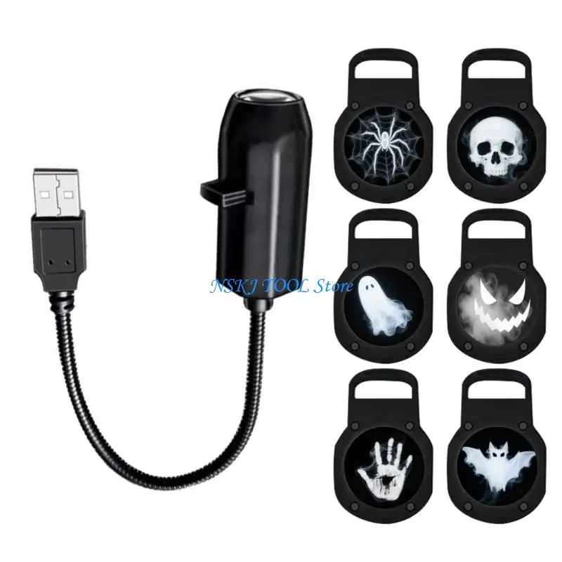 L8RC Rotatable Halloween Atmospheres Light USB Powered 6 Slides Plastic Texture