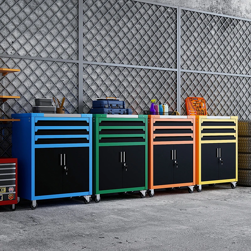 Multifunctional Modular Metal Powder Coated Workshop Tool Cabinet 3 Drawers Wheeled Lockable Strong Load Capacity OEM/ODM Garage