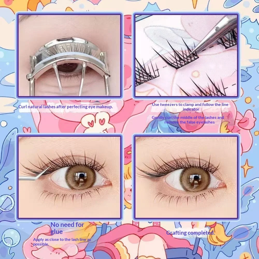 120 Clusters No Need Glue False Eyelashes Reusable Self-adhesive Fluffy Fox Eye Effect Thick Long Segmented Lash Tool