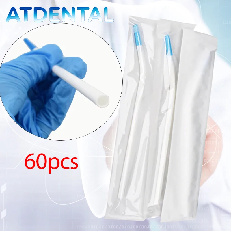 

60Pcs Dental Disposable High Volume Suction Tips Saliva Ejector for Clinic Lab Oral Evacuator Slim Long Design
