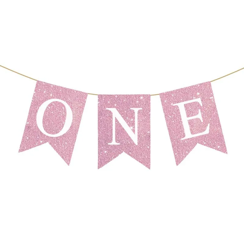 Baby First Birthday Chair Banner Burlap ONE Garland Boy Girl One Year Old Birthday Party Decoration Favors Photo Props Supplies — zdjęcie 5