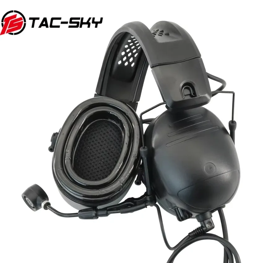Headset Pelindung Pendengaran Peredam Kebisingan Fisik TS TAC-SKY dengan PTT Taktis U94 untuk Ken Baofeng
