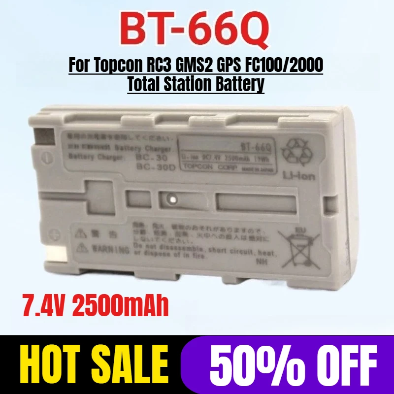 

7.4V 2500mAh BT-66Q for Topcon RC3 GMS2 GPS FC100/2000 Total Station Battery