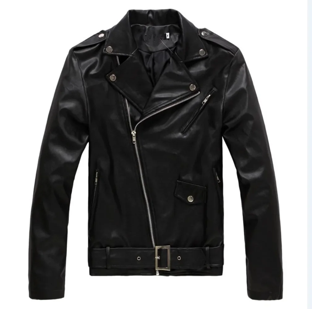 Spring and Autumn Men's Leather Jacket Korean Slim PU Leather Coat Fashion Streetwear Male Motorcycle Jacket