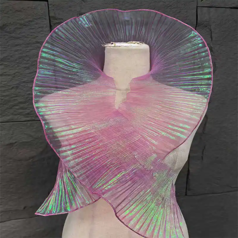 Pleated Large Lace Iridescent Gradient Organza Fabric for DIY Decorative Designer Accessories Cloth Diy Sewing By The Meter view 5