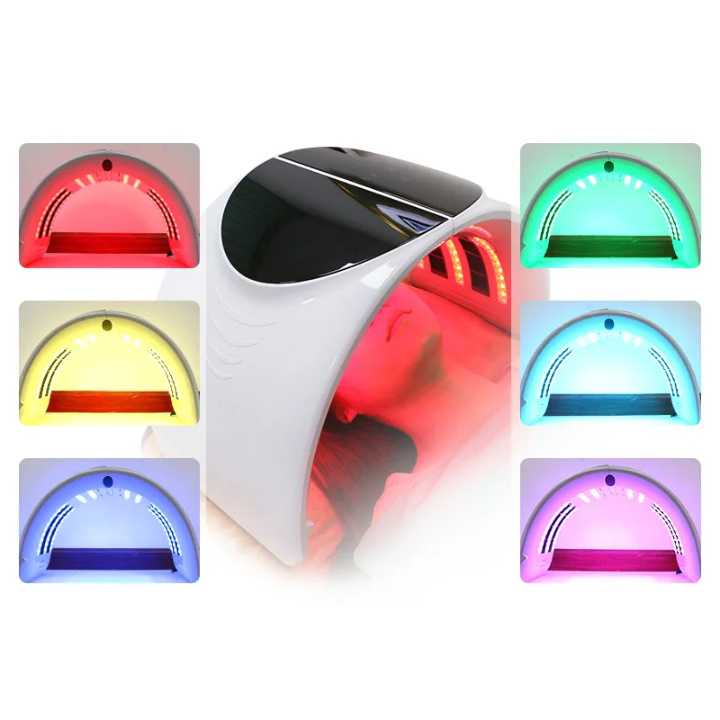 7-Farben-LED-Photon 30–60 ℃   Heizung Gesicht Körper Maske Maschine Heimgebrauch Hautverjüngung Akne Hautpflege Lichttherapie Panel Mini