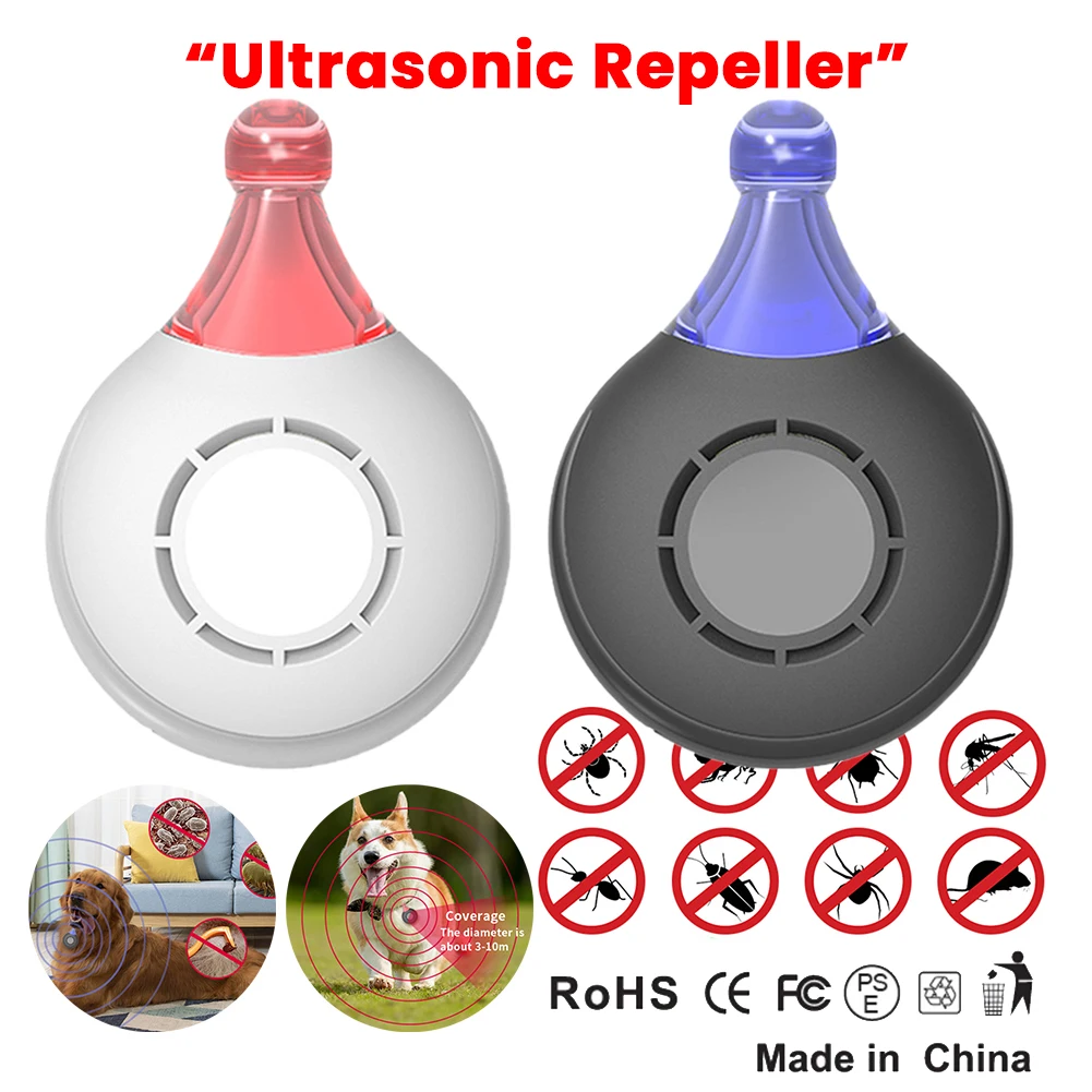 1-3Pcs USB Rechargeable Ultrasonic Pest Reject Flea Tick Lice Repeller Collars Mountaineering Buckle Portable For Cat Dog Pet