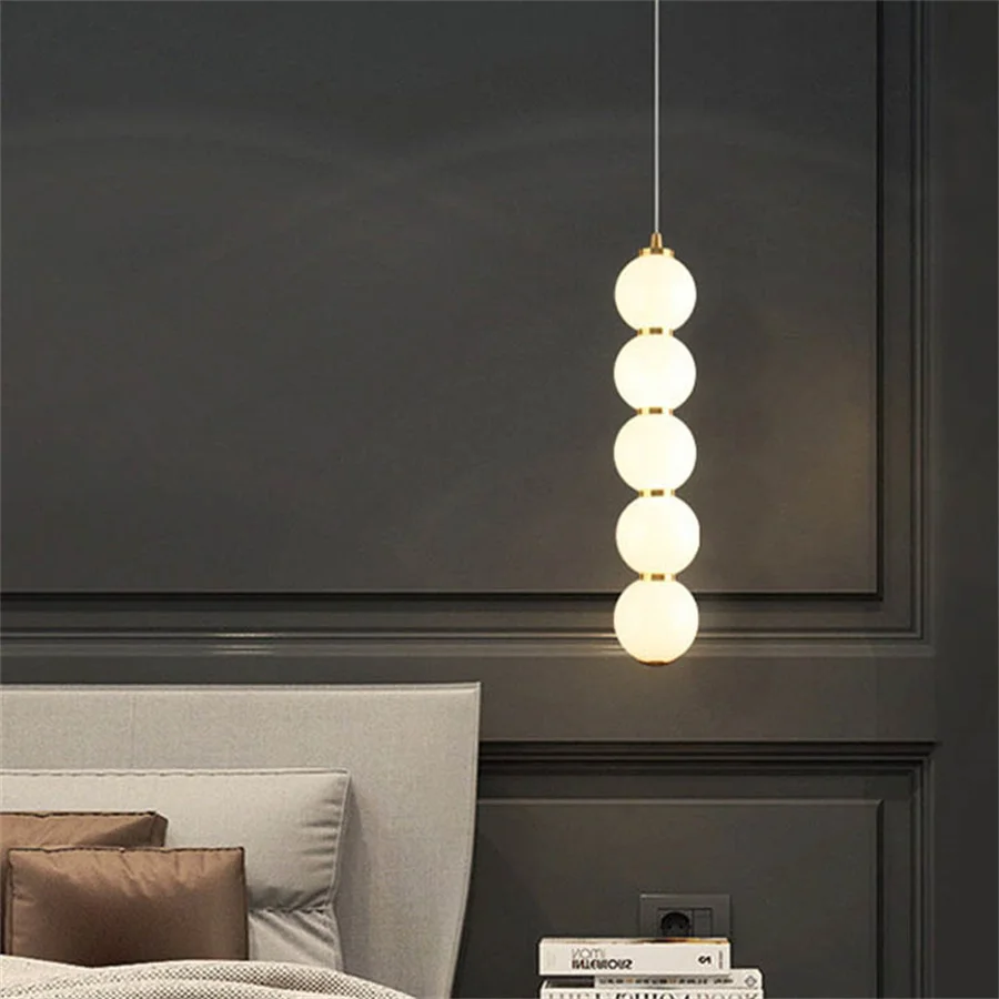 

Modern Luxury Glass Ball LED Pendant Lamp Modern Bedside Chandelier Light Dining Room Hotel Lobby Stairs Restaurant Hanging Lamp