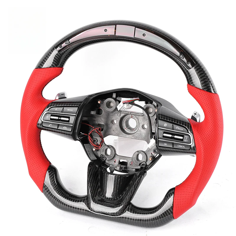Custom Carbon Fiber Sport Steering Wheel Fit Stinger GT Interior Mod Parts