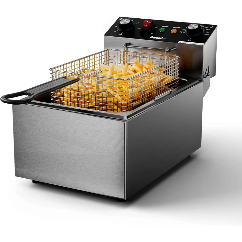 

10L Capacity Countertop Electric Deep Fryer with 60-Minute Timer and Basket