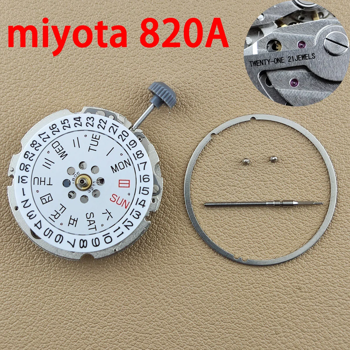 

Miyota 820A Premium Mechanical Movement820A White Date Wheel Automatic Self-winding High Accuracy Movt Replace Watch accessories