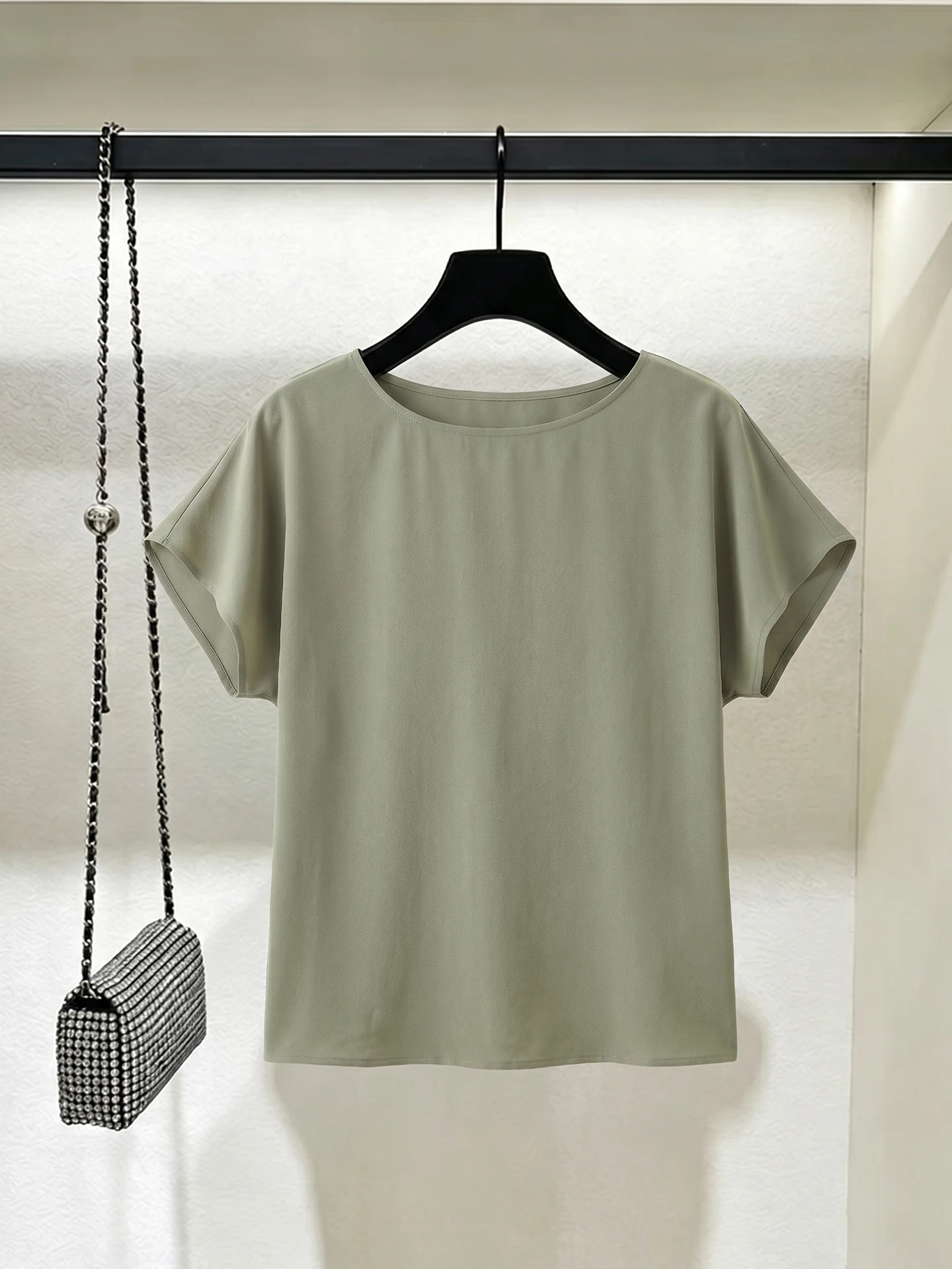 Lightweight Fashionable Short Sleeve T-Shirt round Neck Comfortable Casual Style Summer Design Age-Defying Elegant Top
