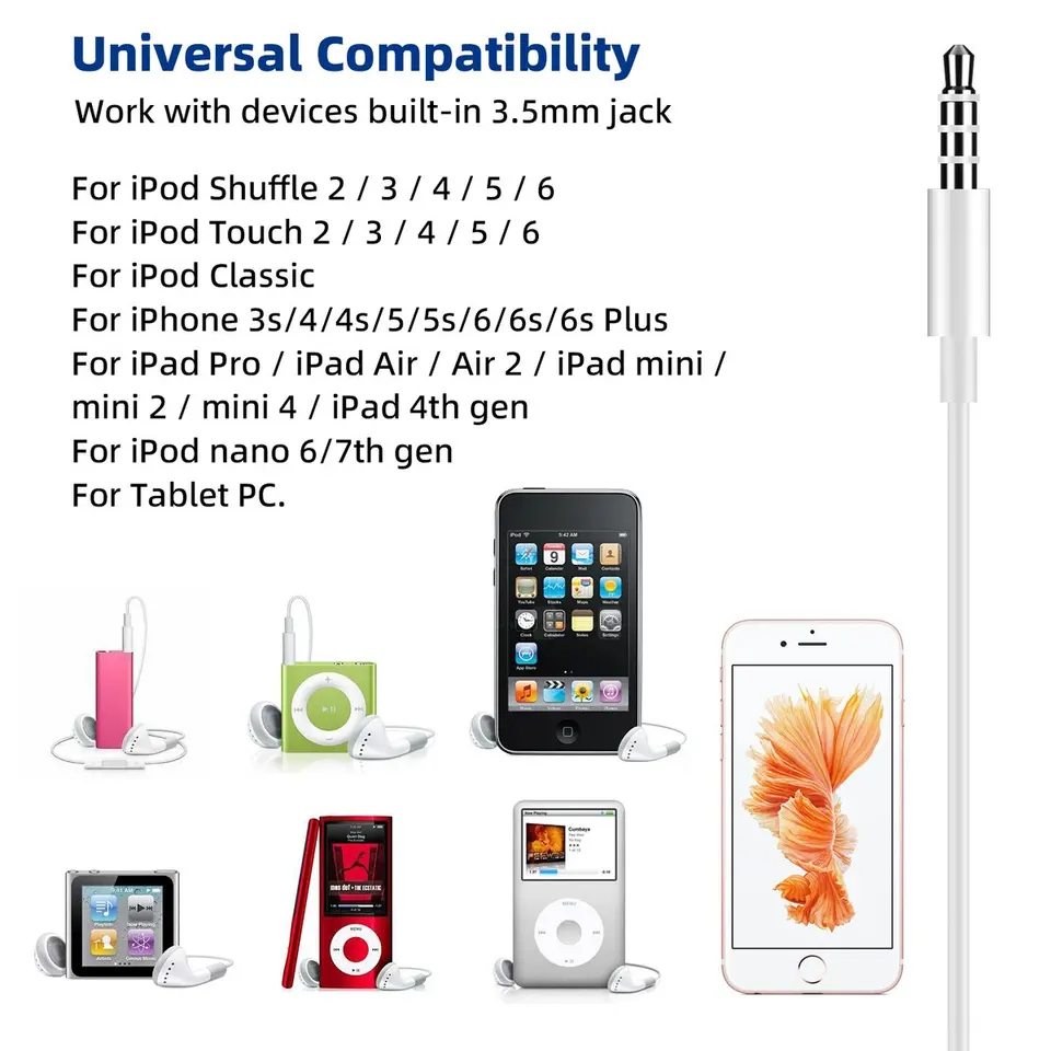 3.5mm iPod Original Wired Earphone Earbuds with VoiceOver for iPod