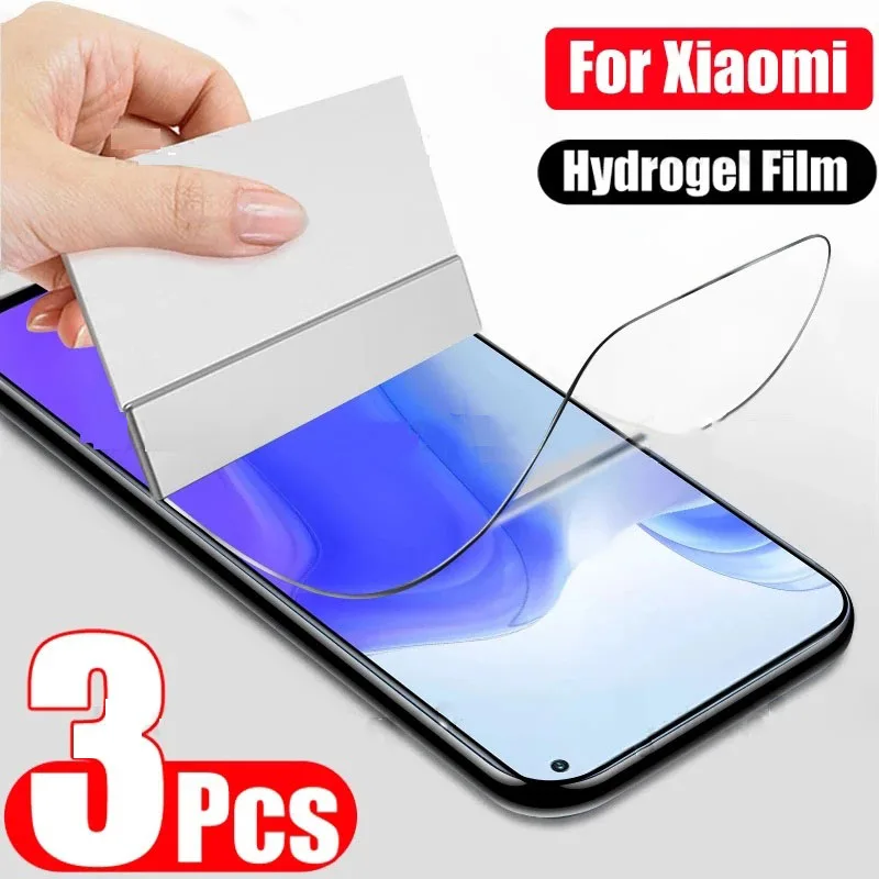 Película protectora de hidrogel para móvil, Protector de pantalla para Xiaomi Mi 9 8 SE 9T Pro Max 2 3, Mi 9 8 A3 A2 Lite 6 6X Mix 2 2S 3 Play, 3