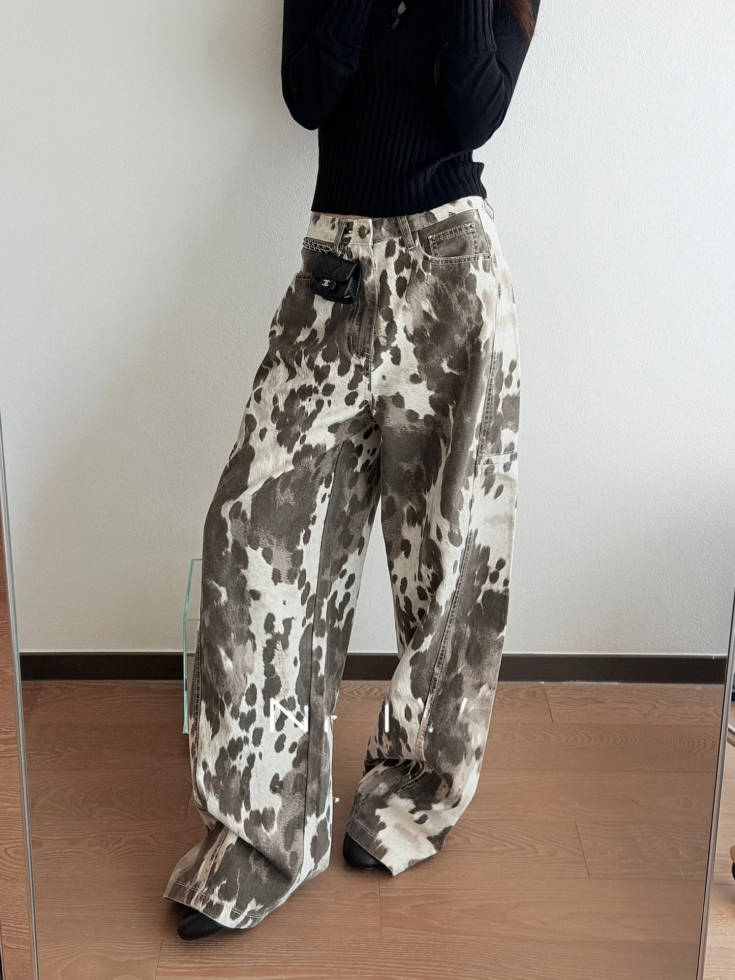 

NRTW Li Jia En Американские ретро-брюки с леопардовым принтом, с высокой талией, свободные, широкие, повседневные, весна 206, модные женские брюки с высокой талией