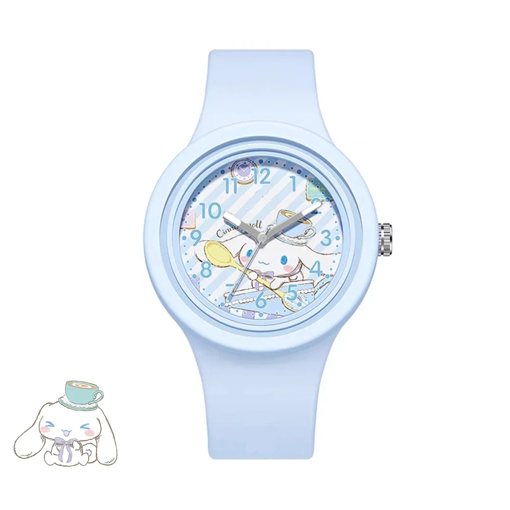 MINISO Sanrio Children\'s Watches  Kuromi Hello Kitty Cinnamoroll Silicone Strap Quartz Casual Cartoon Melody WristWatch Girls