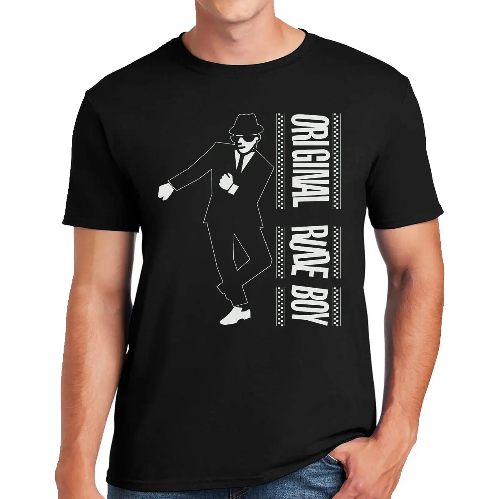 Original Rude Boy T Shirt 2 Tone The Specials Records Top vintage Washed fashion Versatile Breathable Unisex Slightly graphic